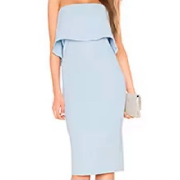Likely Dresses & Skirts - Likely Light Baby Blue Driggs Dress Strapless Ruffle Sheath Size 8 $178